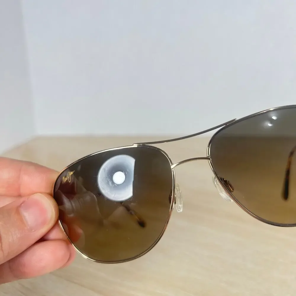 Maui Jim Cliff House MJ-247-16 Titanium Silver Sunglasses 59-15-120 Gold Aviator
